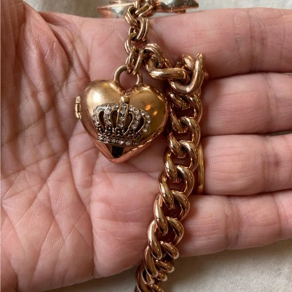 Juicy Couture Heart Locket Copper Tone Charm Bracelet Cute Gift - Picture 12 of 12